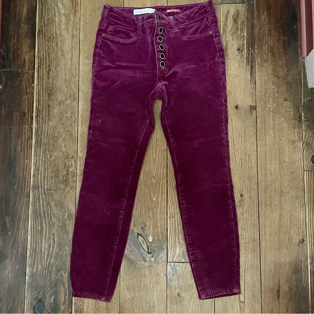 Pilcro High Rise Skinny Corduroy Pants Exposed Button Fly Stretch